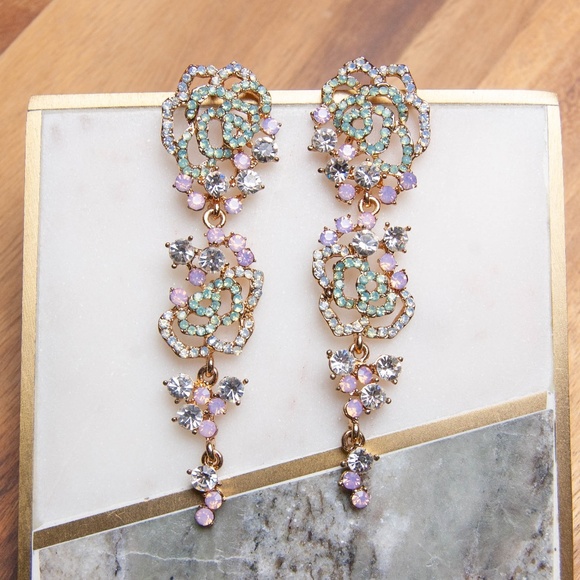 Boutique Jewelry - Dangling Crystal Earrings | Multi-color Rose